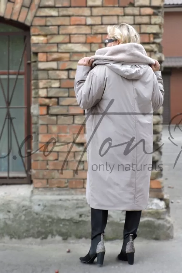 Пальто жіноче об'ємне бежеве Beige Pearl оversize