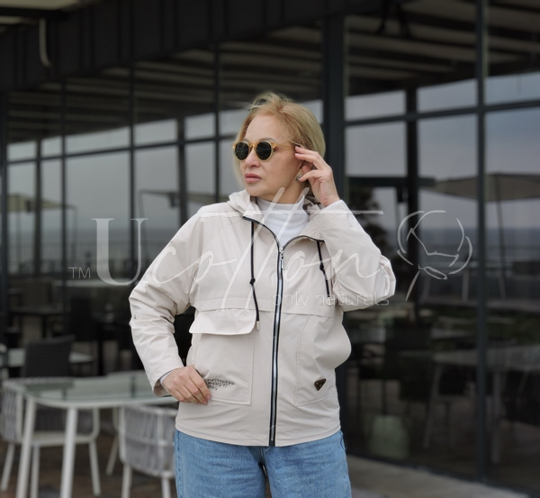 Тренч-вітровка жіночий з двошарової плащівки Нюдовий Лак 1153