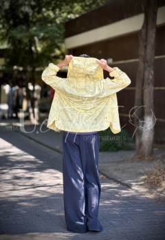 Вітровка натуральна коттонова ванільно-жовта з футуристичними літерами Sunshine