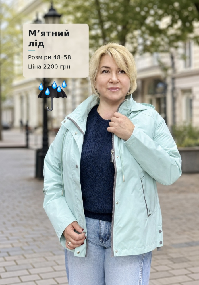 Вітровка жіноча plus size з водовідштовхувальної плащівки 1183 Лазуровий Крокус 