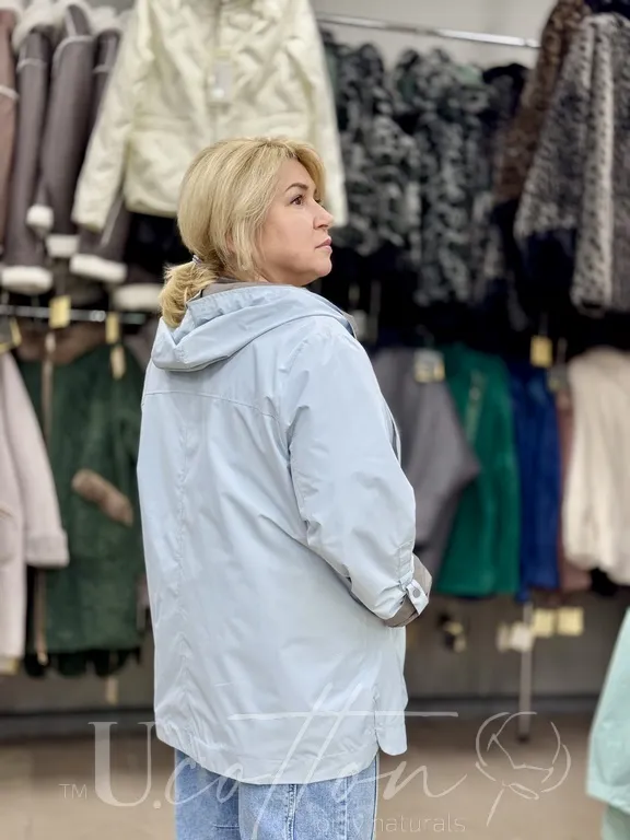 Куртка-тренч жіноча plus size з водовідштовхувальної тканини 1187 Весняне Небо