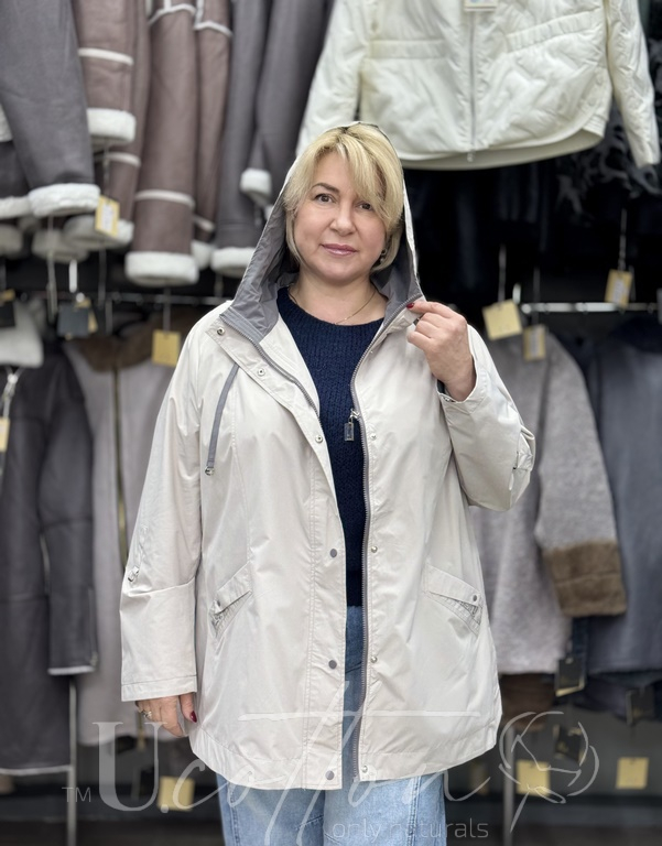 Куртка-тренч жіноча plus size з водовідштовхувальної тканини 1187 Перлина на Сріблі