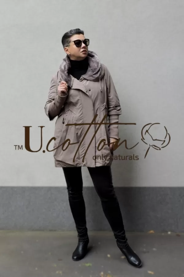 Куртка жіноча демісезонна з поясом Капучіно