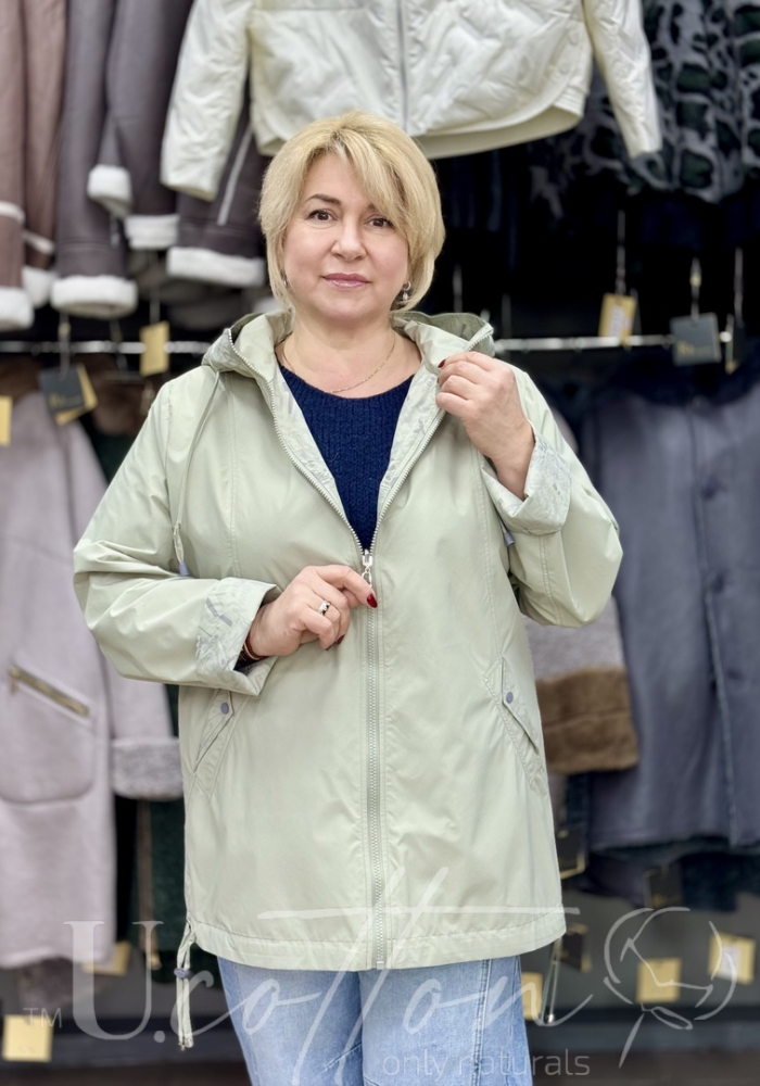 Плащ Тренч двохсторонній жіночий з водонепроникної тканини з малюнком 202 Зелена Акварель