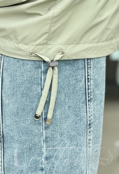 Плащ Тренч двохсторонній жіночий з водонепроникної тканини з малюнком 202 Зелена Акварель