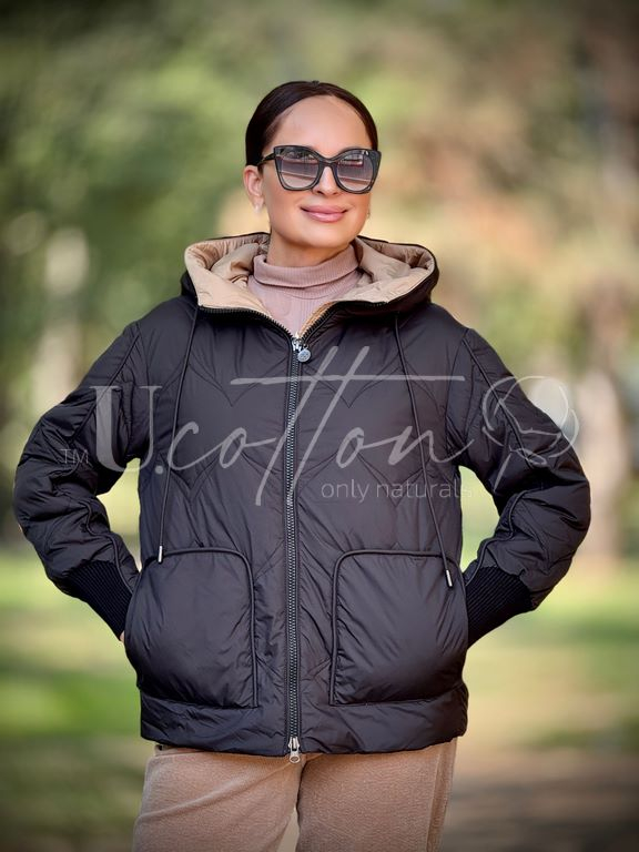 Жіноча куртка демісезонна синтепонова Black&Gray