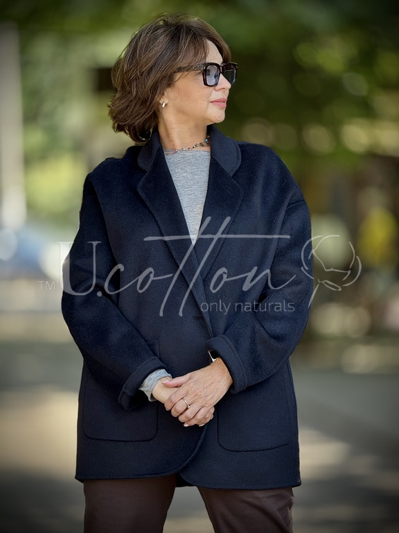 Піджак жіночий демісезонний із кашеміру Dark Blue (глибокий синій) 2101