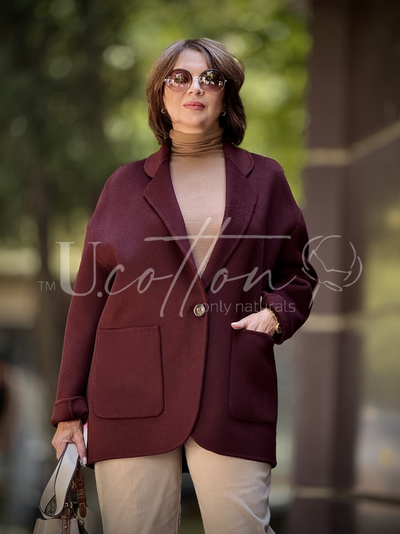 Піджак жіночий демісезонний із кашеміру Соковитий Бургунді 2101