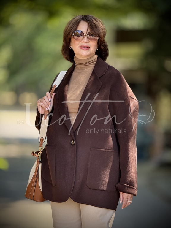 Піджак жіночий демісезонний із кашеміру Hot Chocolate (насичений брунатний) 2101