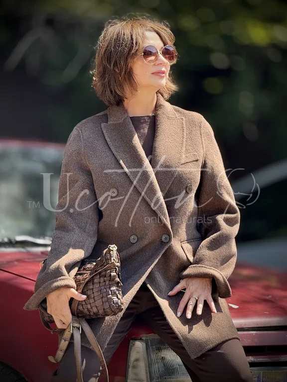 Піджак французький жіночий подовжений із кашеміру Пустельний Кемел 2582