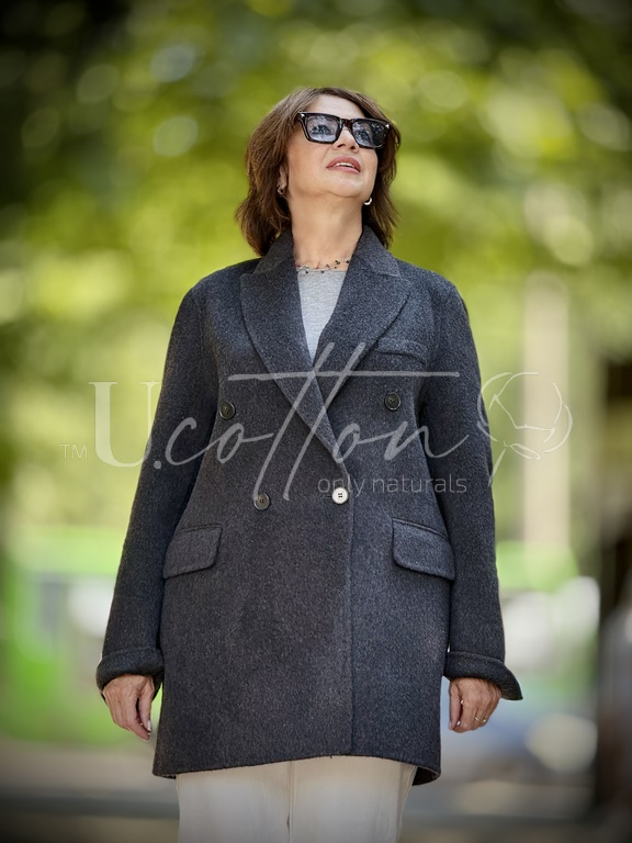 Піджак французький жіночий подовжений із кашеміру Графіт 2582