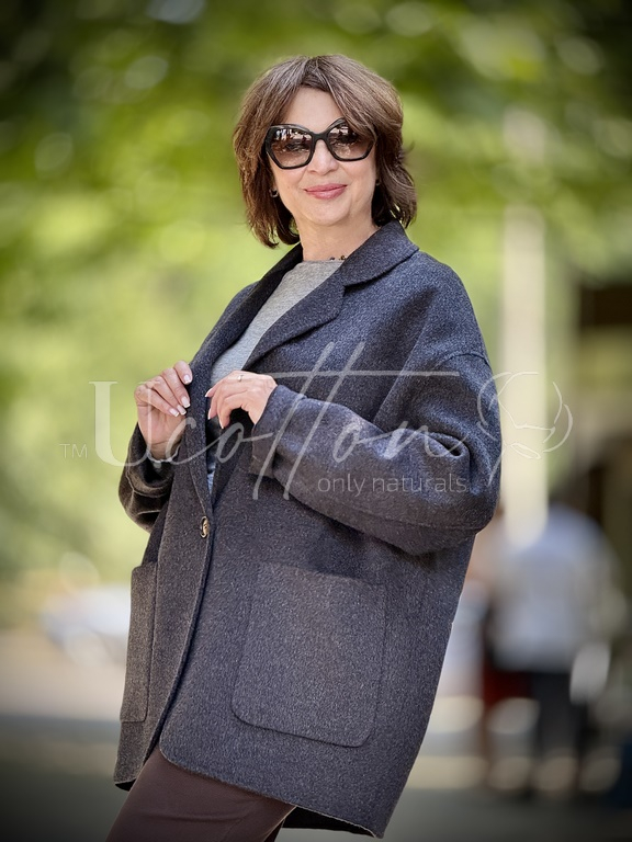 Піджак жіночий демісезонний із кашеміру Графіт 2101