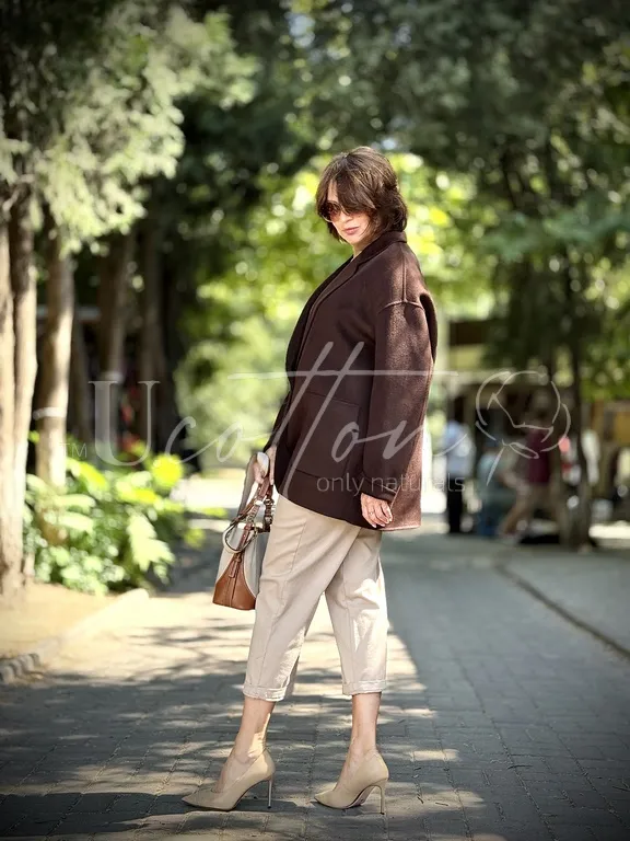 Піджак жіночий демісезонний із кашеміру Hot Chocolate (насичений брунатний) 2101