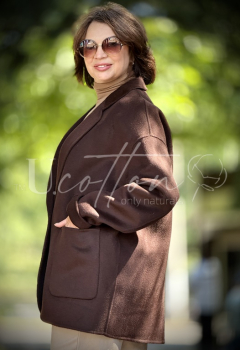 Піджак жіночий демісезонний із кашеміру Hot Chocolate (насичений брунатний) 2101