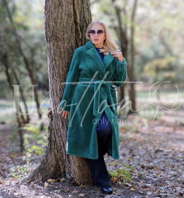 Шуба з австралійської вовни (шерсть) лазурова Туркуаз