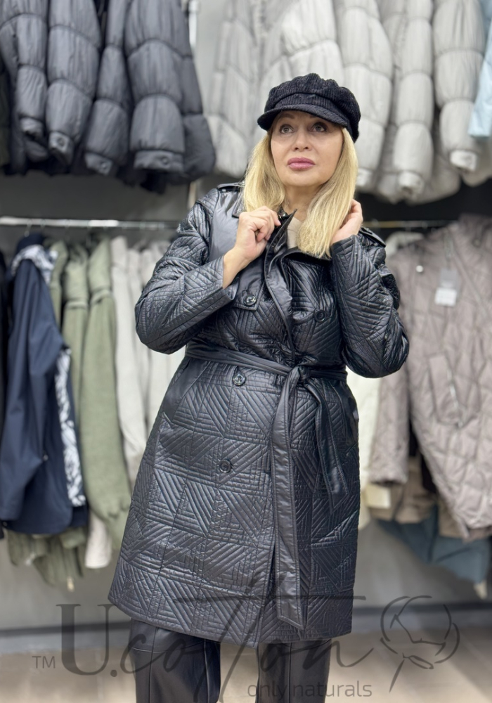 Жіноче демісезонне кежуальне пальто тренч чорне Power Dressing 2315