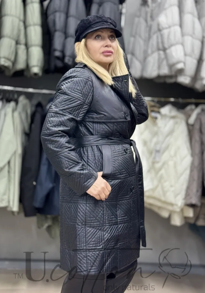 Жіноче демісезонне кежуальне пальто тренч чорне Power Dressing 2315