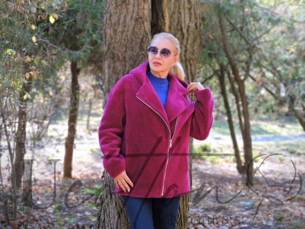 Косуха-напівшубок з австралійської вовни (шерсть) яскраво-пурпурова Маджента