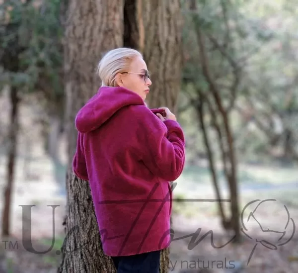 Косуха-напівшубок з австралійської вовни (шерсть) яскраво-пурпурова Маджента