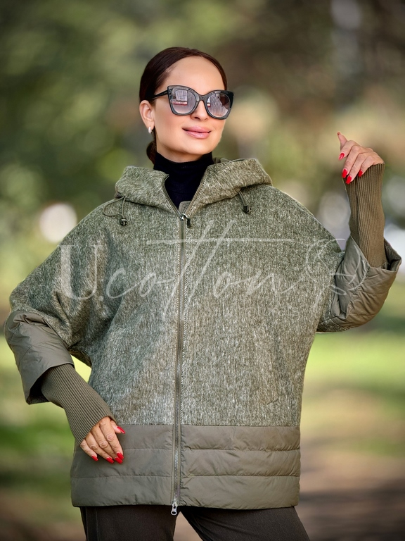 Демісезонна елегантна куртка (кашемір/синтепон) Шляхетна Олива 3199