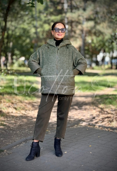 Демісезонна елегантна куртка (кашемір/синтепон) Шляхетна Олива 3199