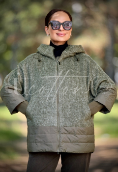 Демісезонна елегантна куртка (кашемір/синтепон) Шляхетна Олива 3199