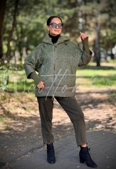 Демісезонна елегантна куртка (кашемір/синтепон) Шляхетна Олива 3199