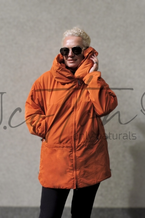 Куртка двостороння з капелюхом кольору Терракот