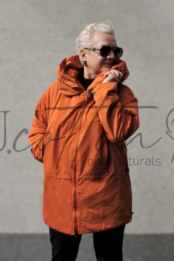 Куртка двостороння з капелюхом кольору Терракот