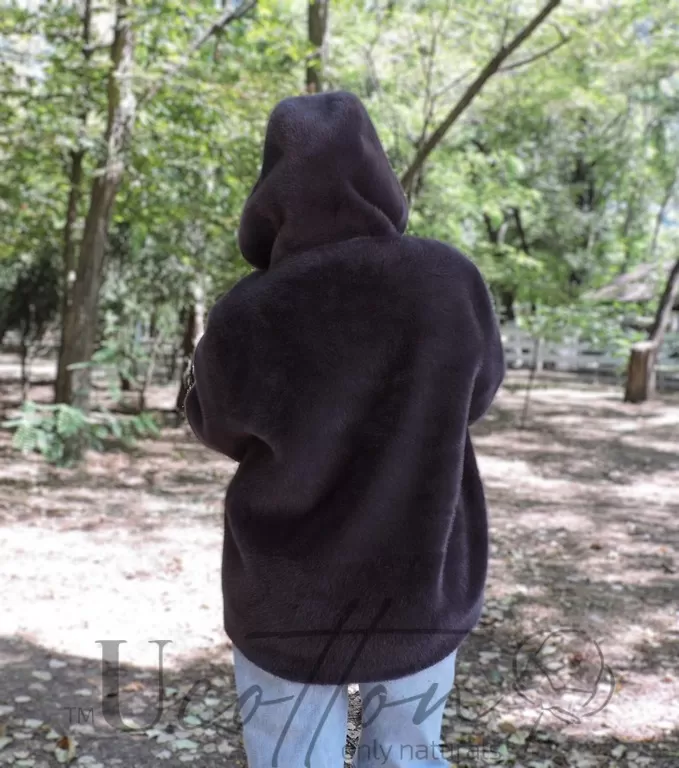 Шубка (напівшубок) з ніжного екохутра темно-синього кольору Синя Ніч