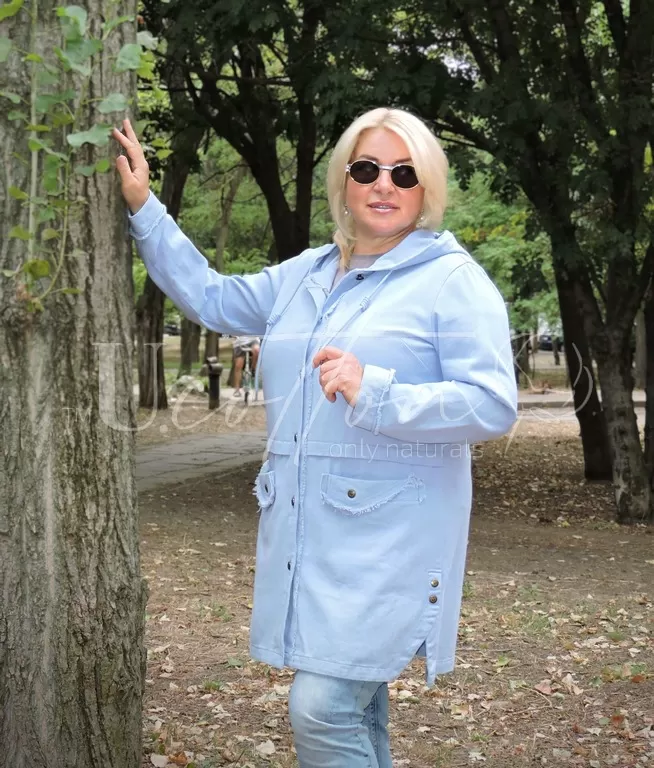 Кардиган жіночий (подовжена вітровка) із софт джинсу, натуральний коттоновий Лаванда 576