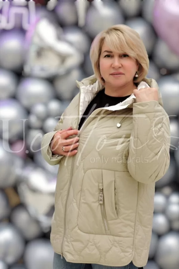 Синтепонова демісезонна куртка Ажурний Ромб Ніжна Оливка