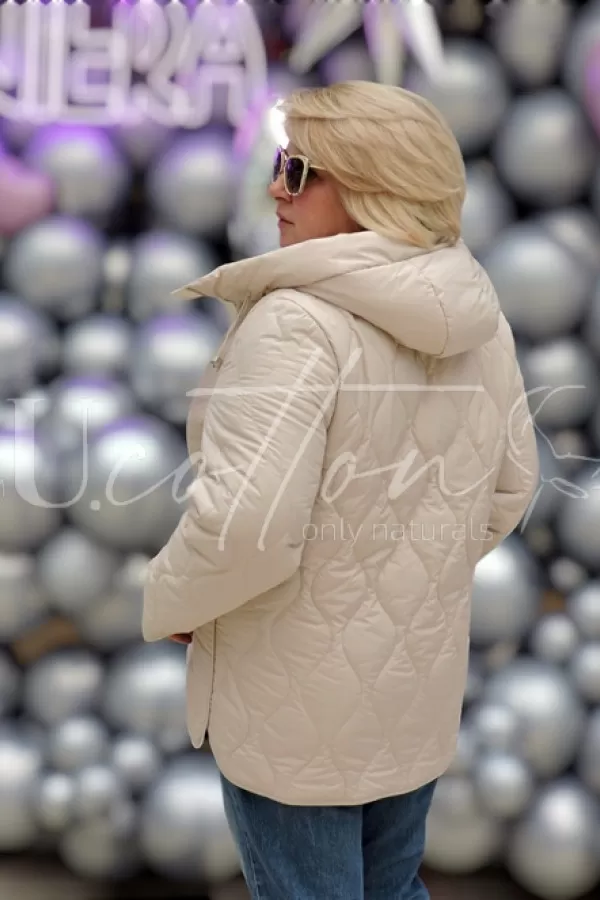 Синтепонова демісезонна куртка Ажурний Ромб Крем брюле