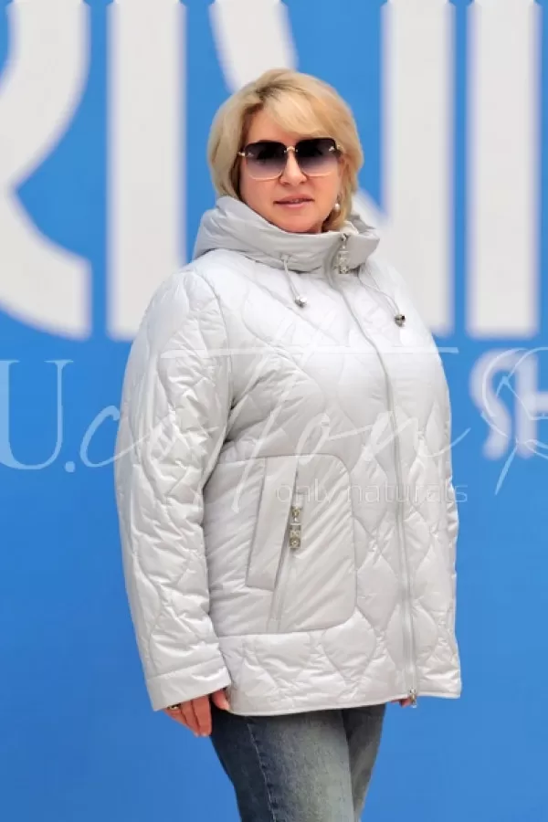 Синтепонова демісезонна куртка Ажурний Ромб Аквамарин