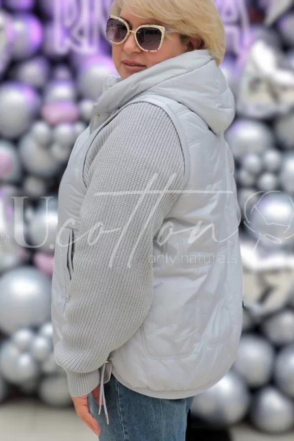 Парка синтепонова з в'язаними рукавами Небесна Ластівка