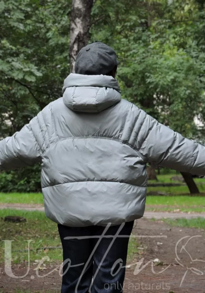 Пуховик (куртка) Об'єм 4D з екопухом гаги лазурового кольору Arctic River 65220