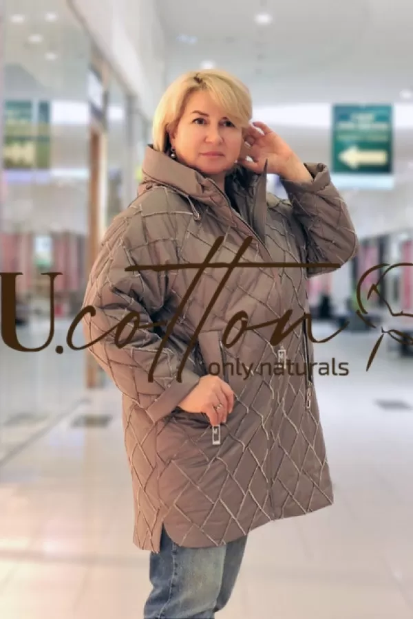 Куртка жіноча демісезонна Ромб Бежева Перлина