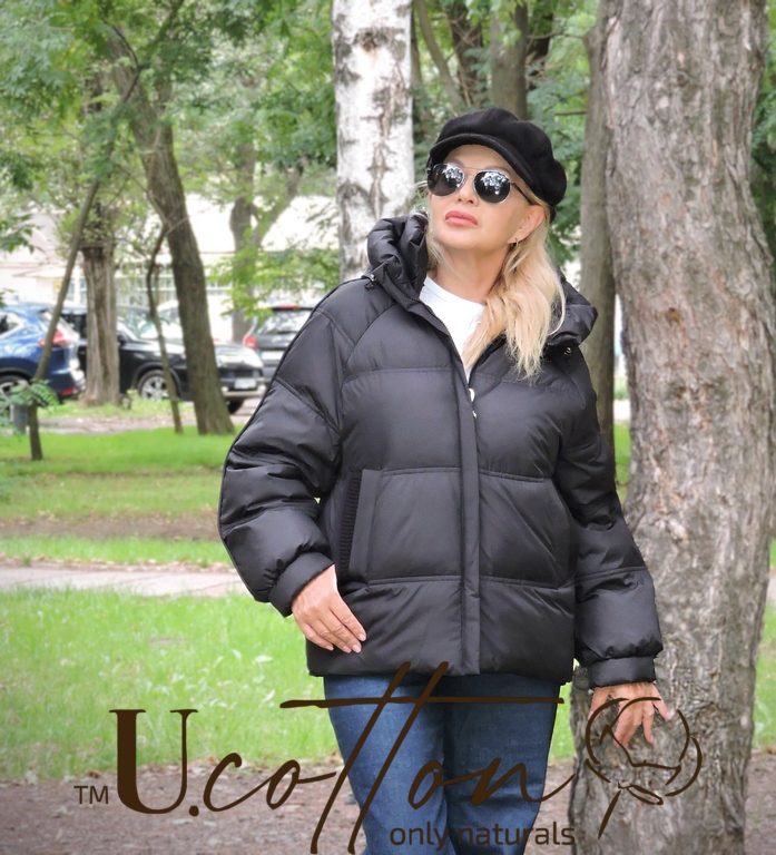 Жіноча куртка (пуховик) з гагачого екопуху Чорна Перлина