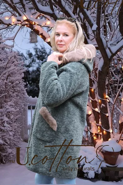 Шуба-дублянка жіноча двохстороння зелена Шляхетний Астраган Малахіт 7570