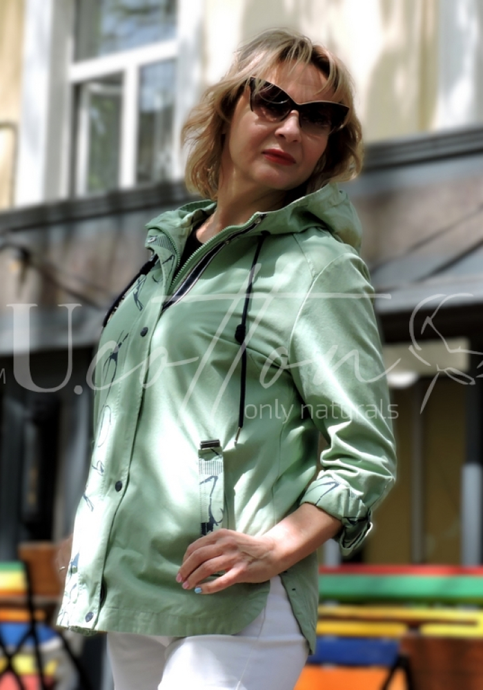 Демісезонна коттонова куртка (вітровка) зі стильним малюнком Mentol