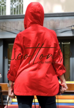 Вітровка (весняно-літня куртка) коттонова червона Полуниця з капелюхом	