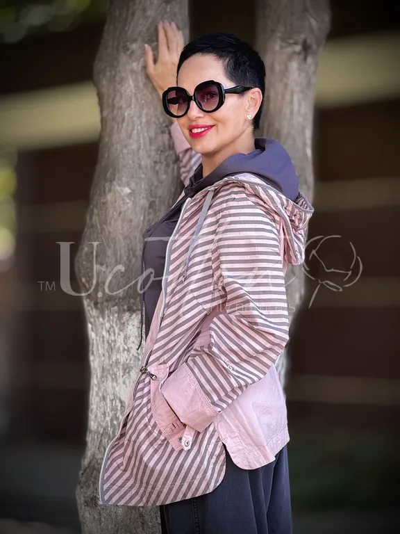 Вітровка (весняно-літня куртка) коттонова Морячка в рожево-сірих кольорах