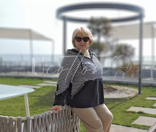 Куртка вітровка коттонова Морячка 805 Темно-синя з сірим