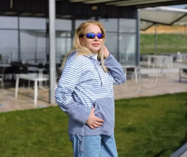 Куртка вітровка коттонова Морячка 805 Блакитно-біла