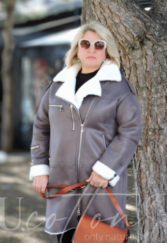 Авіатор-косуха (подовжена дублянка) графітового кольору