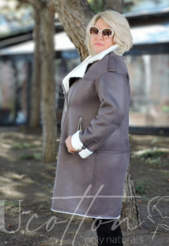 Авіатор-косуха (подовжена дублянка) графітового кольору