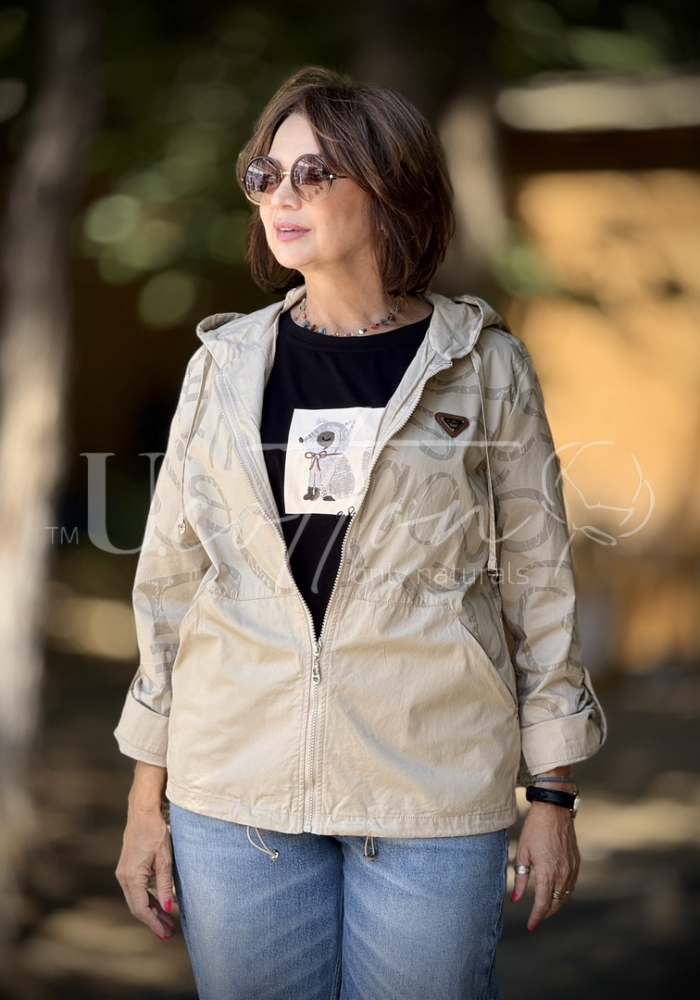 Легка базова коттонова жіноча куртка (вітровка) натуральна Шляхетний Тауп 836