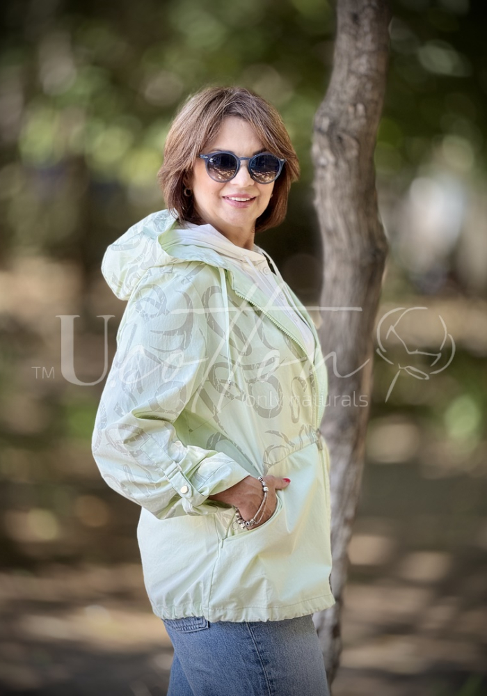 Легка базова коттонова жіноча куртка (вітровка) натуральна Рання М'ята 836