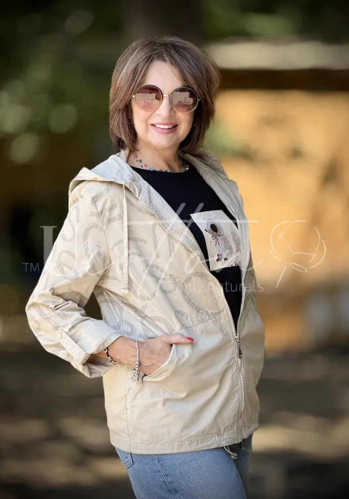 Легка базова коттонова жіноча куртка (вітровка) натуральна Шляхетний Тауп 836