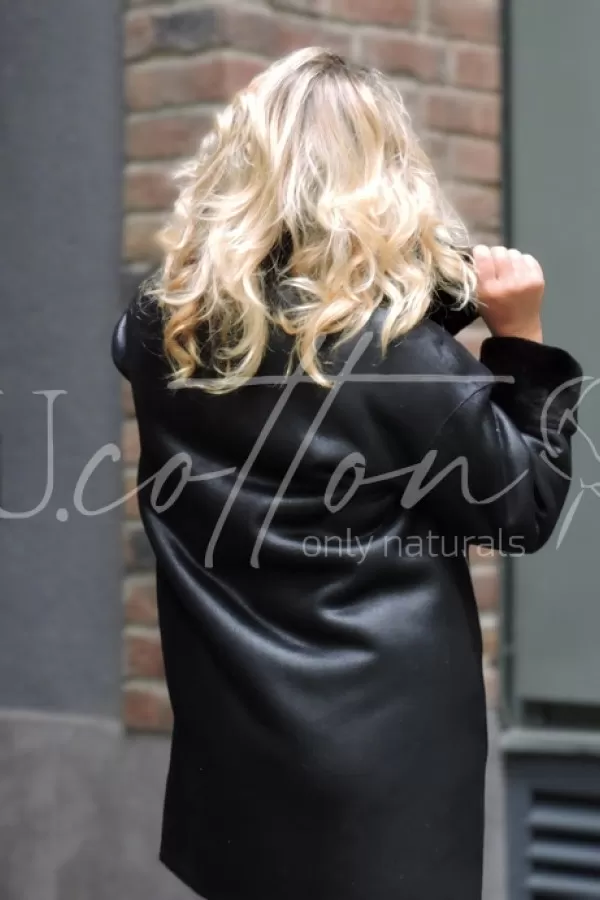 Дублянка жіноча Авіатор чорна подовжена